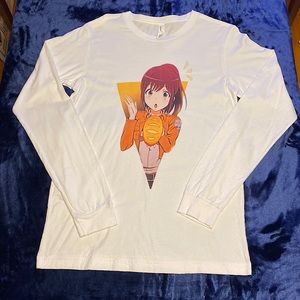 White, “Attack On Titan” Long Sleeve Shirt (Featuring Sasha with bread loaf)